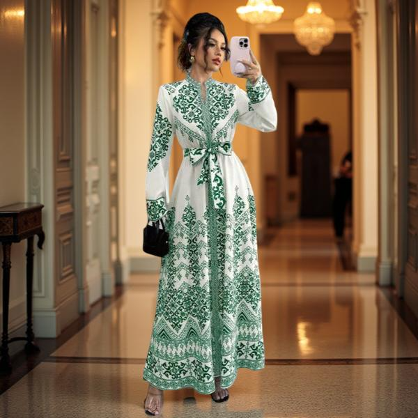 Chic Waisted Long Sleeve Dress