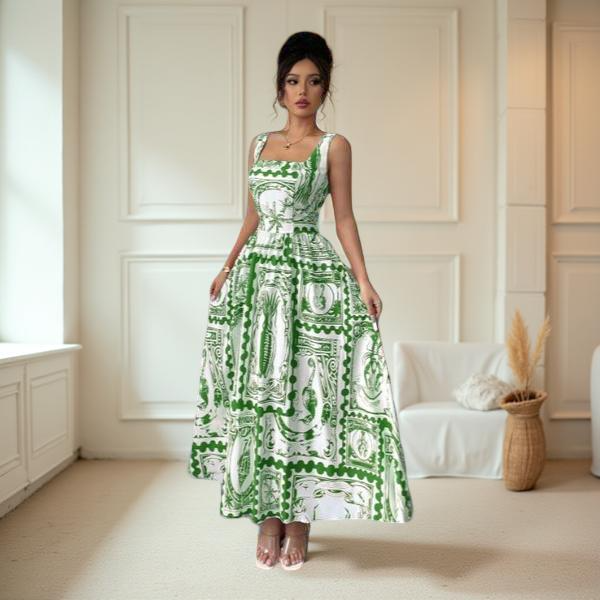 Long Floral Dress with Tie Straps