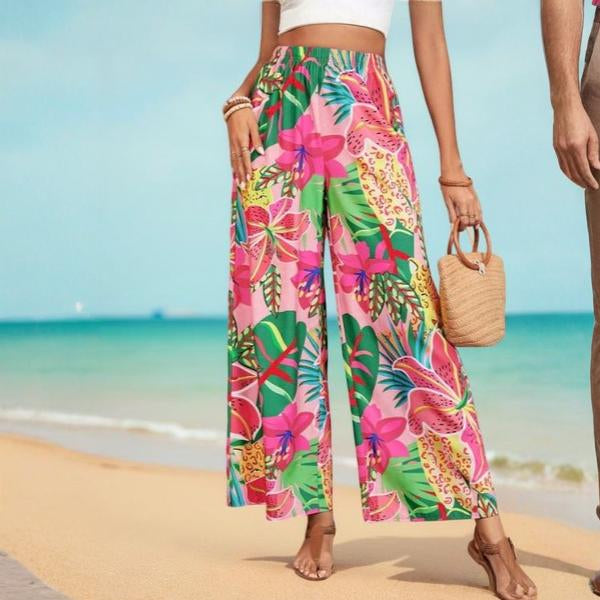 Vacation Style Tropical Wide Pants