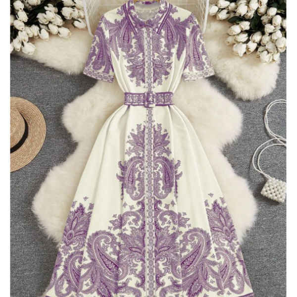 Elegant Printed Shirt Dress for Summer