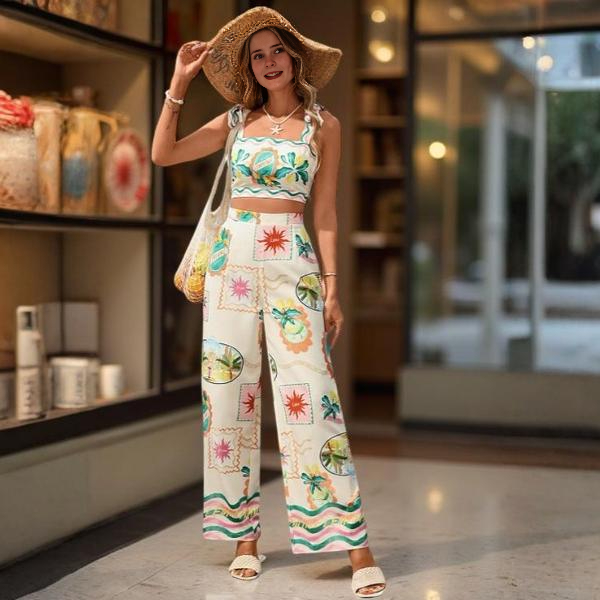 Women’s Summer Tropical Two-Piece Set