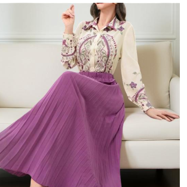 Elegant Pleated Skirt Outfit Set