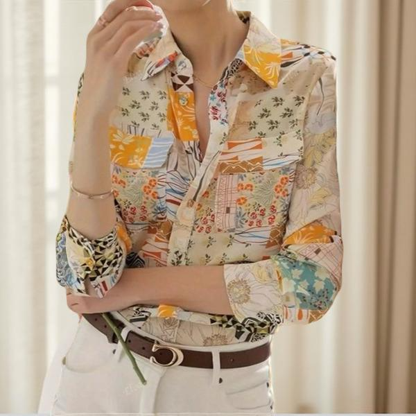 Chic Floral Geometric Vacation Shirt